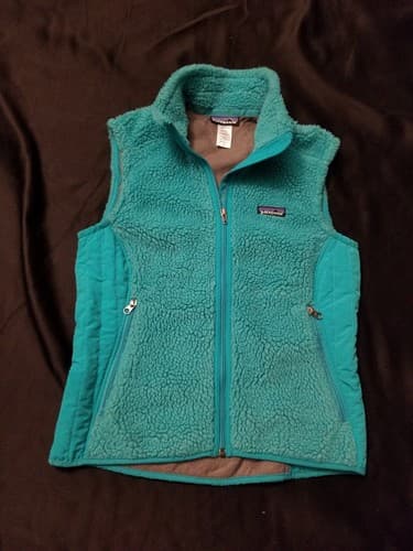Patagonia Retro X Full Zip Vest Womens Medium M Turquoise Blue Teal Hi Pile - Image 1