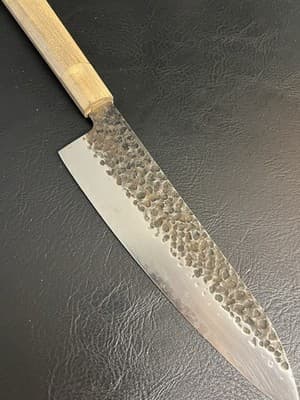 FAMCUTE Chef Knife 3 Layers 9Cr18MOV Clad Carbon Steel Hammer Blade Wood Handle - Thumbnail 12