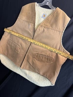 Vintage Carhartt Duck Vest Sherpa Lined USA 6SVT Mens 2XL XXL Brown Duck Fishing - Thumbnail 8