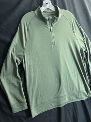 G/Fore Pullover Mens L Olive 1/4 Zip Long Sleeve Golf Performance Back Logo - Thumbnail 2