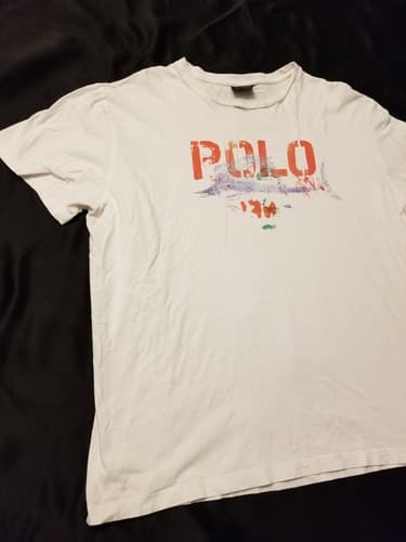 Vtg Ralph Lauren Polo Distressed Vintage T-Shirt Mens L Painted Swordfish RARE - Thumbnail 2