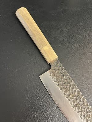 FAMCUTE Chef Knife 3 Layers 9Cr18MOV Clad Carbon Steel Hammer Blade Wood Handle - Thumbnail 13
