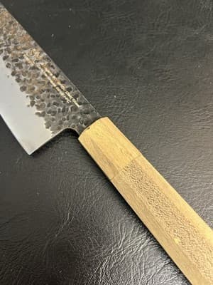 FAMCUTE Chef Knife 3 Layers 9Cr18MOV Clad Carbon Steel Hammer Blade Wood Handle - Thumbnail 3