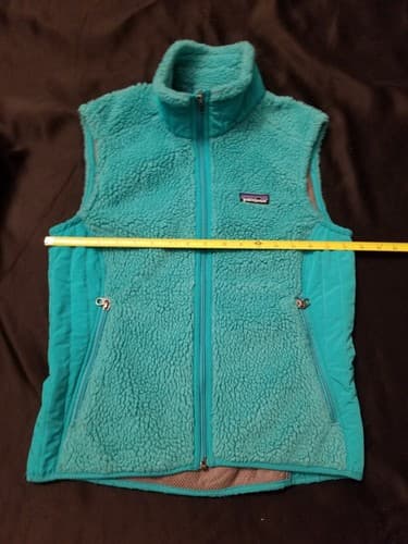 Patagonia Retro X Full Zip Vest Womens Medium M Turquoise Blue Teal Hi Pile - Thumbnail 7