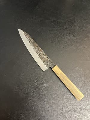 FAMCUTE Chef Knife 3 Layers 9Cr18MOV Clad Carbon Steel Hammer Blade Wood Handle - Image 1