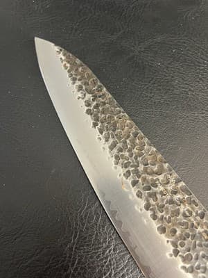 FAMCUTE Chef Knife 3 Layers 9Cr18MOV Clad Carbon Steel Hammer Blade Wood Handle - Thumbnail 5