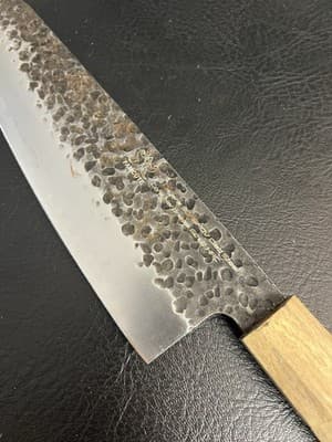 FAMCUTE Chef Knife 3 Layers 9Cr18MOV Clad Carbon Steel Hammer Blade Wood Handle - Thumbnail 4