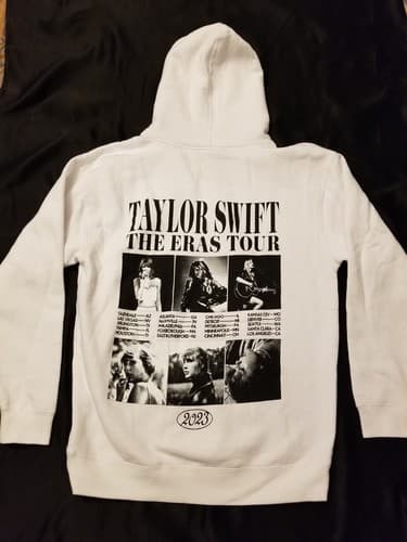 Taylor Swift The Eras Tour White Hoody Shirt Hooded Sweatshirt Mens L Oversize - Image 1