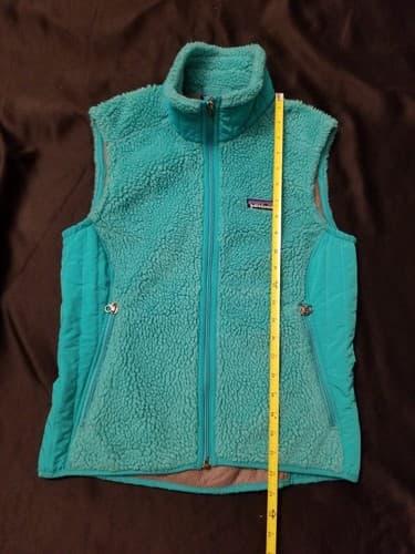 Patagonia Retro X Full Zip Vest Womens Medium M Turquoise Blue Teal Hi Pile - Thumbnail 6