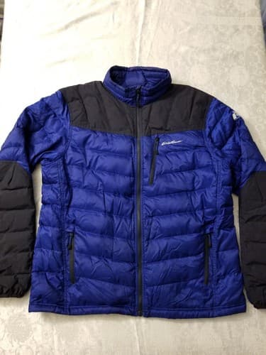 Eddie Bauer Jacket Mens Large Blue First Ascent Goose Down Puffer Zip Up Cordura - Image 1
