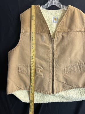 Vintage Carhartt Duck Vest Sherpa Lined USA 6SVT Mens 2XL XXL Brown Duck Fishing - Thumbnail 7