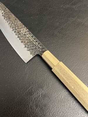 FAMCUTE Chef Knife 3 Layers 9Cr18MOV Clad Carbon Steel Hammer Blade Wood Handle - Thumbnail 9