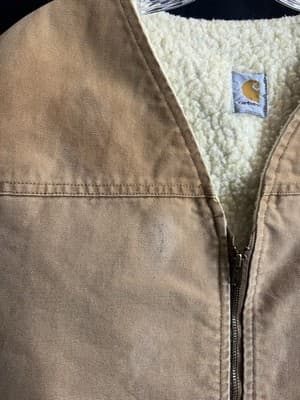 Vintage Carhartt Duck Vest Sherpa Lined USA 6SVT Mens 2XL XXL Brown Duck Fishing - Thumbnail 2