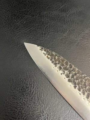 FAMCUTE Chef Knife 3 Layers 9Cr18MOV Clad Carbon Steel Hammer Blade Wood Handle - Thumbnail 6