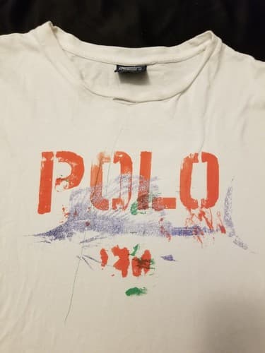 Vtg Ralph Lauren Polo Distressed Vintage T-Shirt Mens L Painted Swordfish RARE - Thumbnail 3