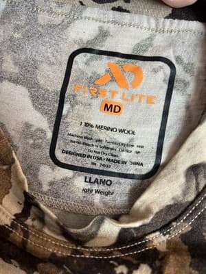 First Lite Shirt Mens M Lightweight Llano Merino Wool Base Layer Tee Camo #182 - Thumbnail 6