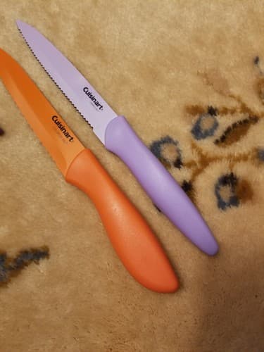 2 Cuisinart Knife Set Color Serrated Knives Blade Guard Kitchen Cutlery 5SUT - Thumbnail 3