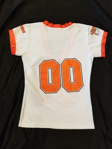 Vintage Hooters Equipment USA Jersey Low Small T Shirt White Orange S Employee - Thumbnail 5