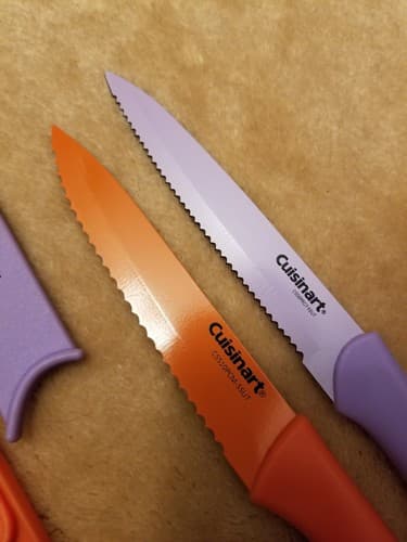 2 Cuisinart Knife Set Color Serrated Knives Blade Guard Kitchen Cutlery 5SUT - Thumbnail 4