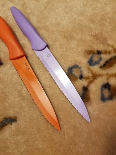 2 Cuisinart Knife Set Color Serrated Knives Blade Guard Kitchen Cutlery 5SUT - Thumbnail 5