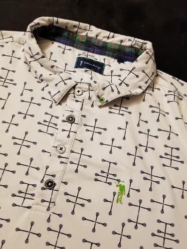 William Murray Golf All Over Golf Ball On Tees Polo Shirt Size Mens XXL White - Thumbnail 3