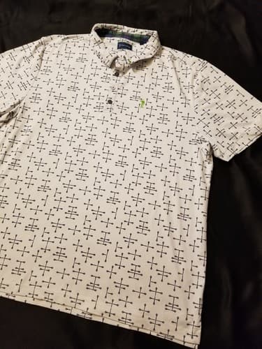 William Murray Golf All Over Golf Ball On Tees Polo Shirt Size Mens XXL White - Thumbnail 2