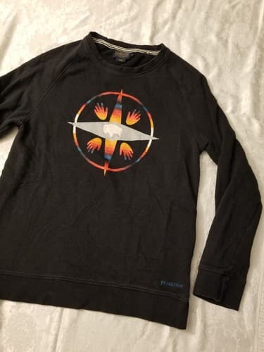 Pendleton Sweater Pullover Jacket Native Mens S Tribal Buffalo Indian Black SW - Thumbnail 2