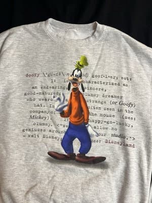 Vintage 90s Goofy Mens M Defined Graphic DisneyLand USA Grey Sweatshirt Walt - Thumbnail 2