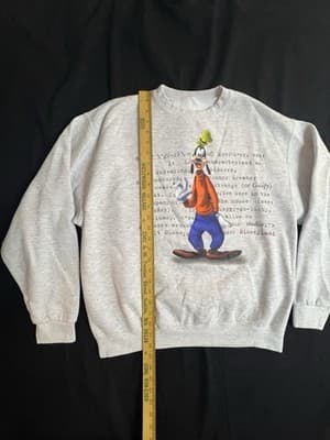 Vintage 90s Goofy Mens M Defined Graphic DisneyLand USA Grey Sweatshirt Walt - Thumbnail 3