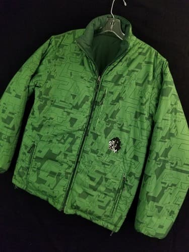 VTG Stussy Reversible Puffer Jacket Quilted All Over Print Men S Coat Thermolite - Thumbnail 3