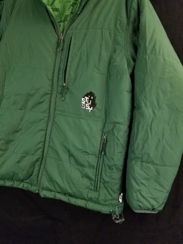 VTG Stussy Reversible Puffer Jacket Quilted All Over Print Men S Coat Thermolite - Thumbnail 8