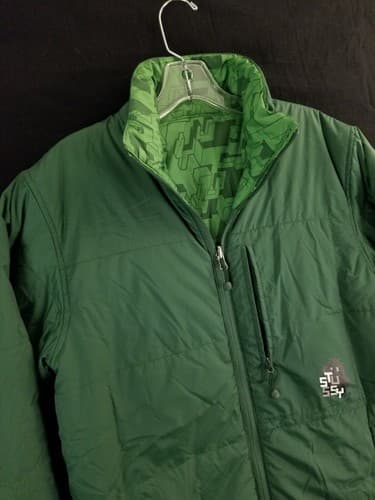 VTG Stussy Reversible Puffer Jacket Quilted All Over Print Men S Coat Thermolite - Thumbnail 9