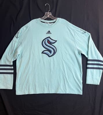 Adidas Seattle Kraken NHL Mens XL Crew Jersey Sweater Long Sleeve Shirt Anchor - Image 1