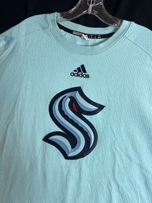 Adidas Seattle Kraken NHL Mens XL Crew Jersey Sweater Long Sleeve Shirt Anchor - Thumbnail 2