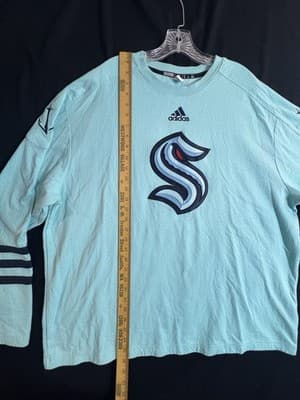 Adidas Seattle Kraken NHL Mens XL Crew Jersey Sweater Long Sleeve Shirt Anchor - Thumbnail 6