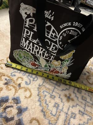Seattle's Pike Place Market vtg Tote Bag Grocery Brown Cup Holder 2014 Produce - Thumbnail 12