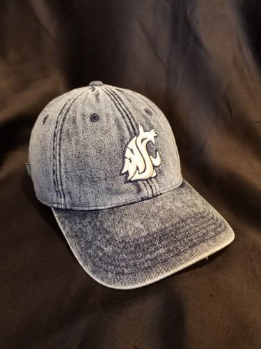 Rare Vtg WSU Washington State Cougars Denim Jean Hat Legacy College Adjustable - Image 1