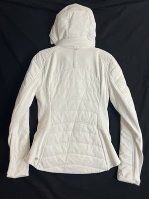 Lululemon Extra Mile Women's Quilted Jacket White Size 6 Puffer Coat Hooded - Thumbnail 13