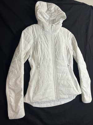 Lululemon Extra Mile Women's Quilted Jacket White Size 6 Puffer Coat Hooded - Thumbnail 8