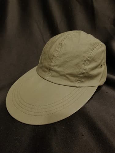 Vintage CC Filson M Long Bill Hat Fly Fishing Cap Green Lightweight w/ Leather - Image 1