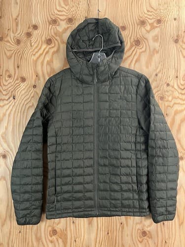 The North Face Mens S Thermoball Eco Hoodie Jacket Army Olive Green Puffer Coat - Image 1