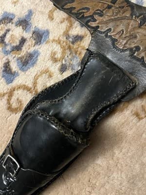 Vintage Handmade Embossed Ornate Leather Holster & Ammo Belt Leaves Brown Black - Thumbnail 8