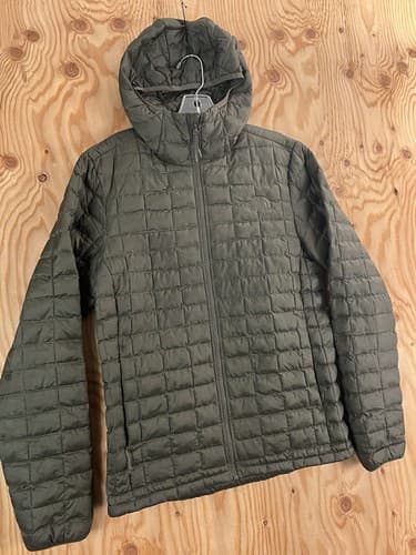 The North Face Mens S Thermoball Eco Hoodie Jacket Army Olive Green Puffer Coat - Thumbnail 3