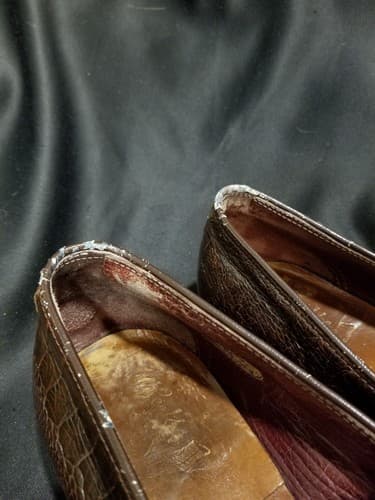 1980s LEE KEE Exotic Mens Shoes 10.5 Split Toe Tassel Ostrich Leg Loafers Vtg - Thumbnail 10
