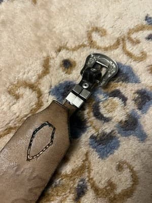 Vintage Handmade Embossed Ornate Leather Holster & Ammo Belt Leaves Brown Black - Thumbnail 16