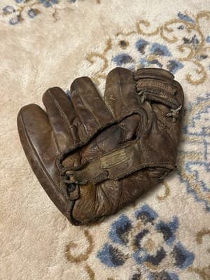 Vintage 1940s Nokona Baseball Glove Lace Web Leather Goods Co Mitt Antique - Image 1
