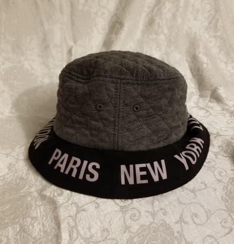 STUSSY BUCKET HAT M / L Hip Hop 90s Designer Angeles Paris York Tokyo Grey Black - Thumbnail 3
