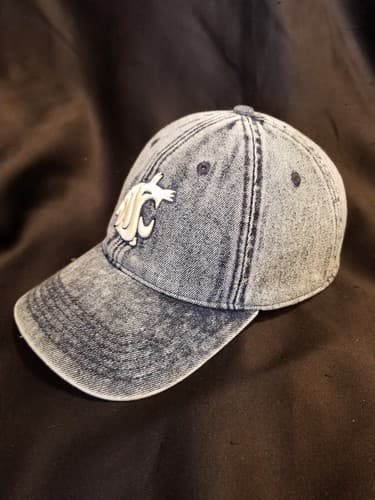 Rare Vtg WSU Washington State Cougars Denim Jean Hat Legacy College Adjustable - Thumbnail 3