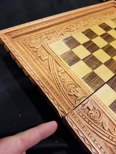 Hand Carved Wooden Aztec Chess Set w/ Checkers, Dice, Stand. Exotic Wood Mexican - Thumbnail 17