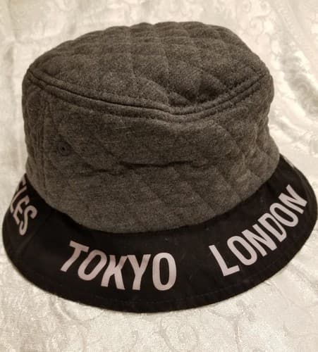 STUSSY BUCKET HAT M / L Hip Hop 90s Designer Angeles Paris York Tokyo Grey Black - Thumbnail 7
